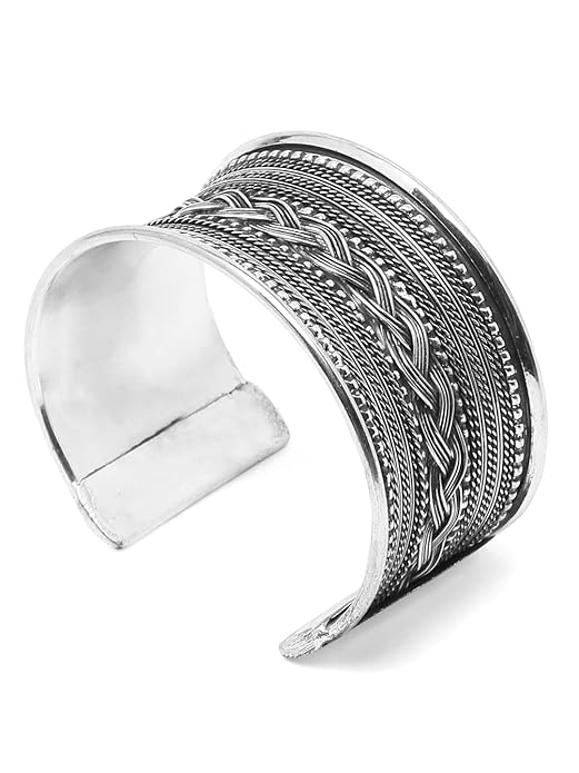 Oxidised Silver Cuff Bracelet Bangle Online on Amazon in India