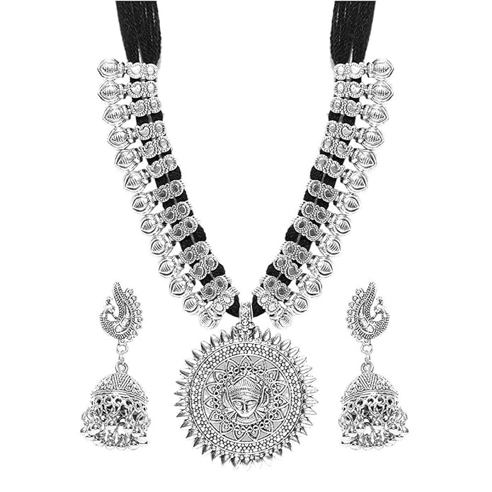 Tribal Cotton Thread Jewellery Necklace Earring Set Online on Amazon in India