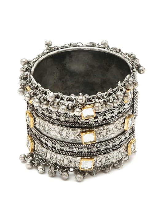 Celebrity Inspired}} Oxidised Silver Plated Cuff Bracelet Bangle Online on Amazon in India