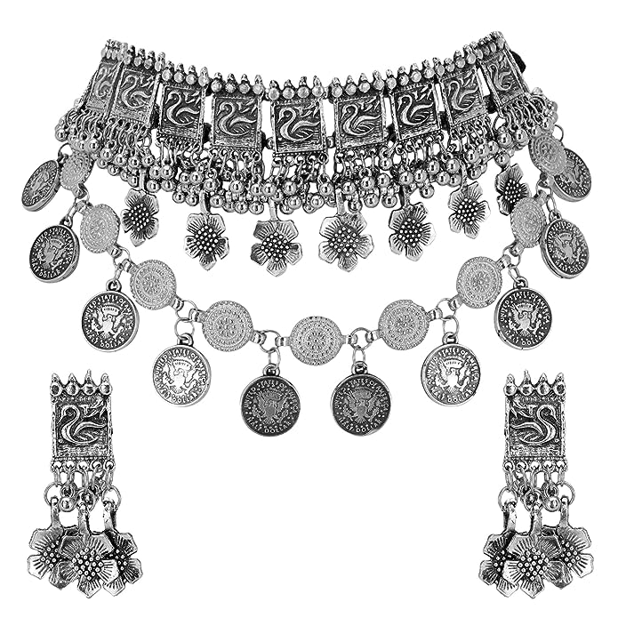 Peacock Choker Necklace with Earrings Jewellery Set for Women Online on Amazon in India