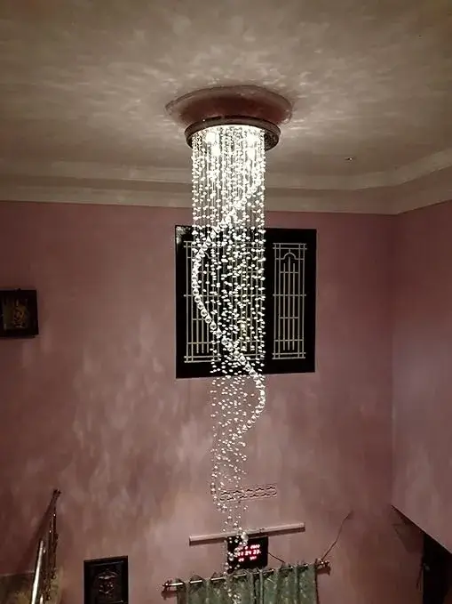 14-Foot Spiral Crystal Chandelier Lights on Amazon India