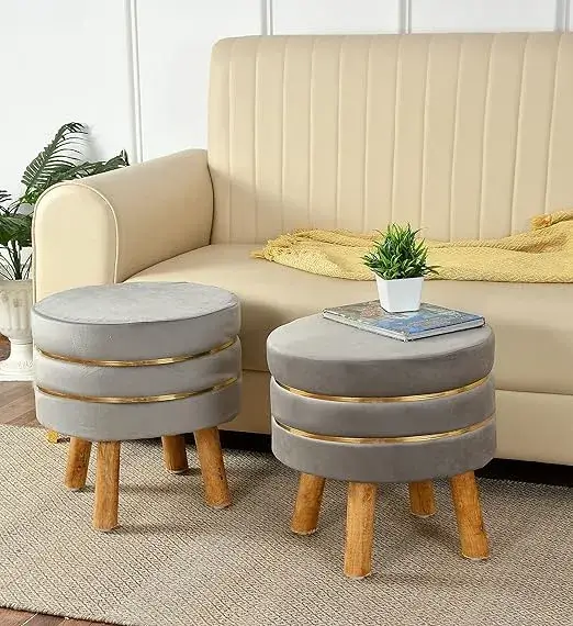 NACIA Set of 2 Velvet Pouffe Stools on Amazon India