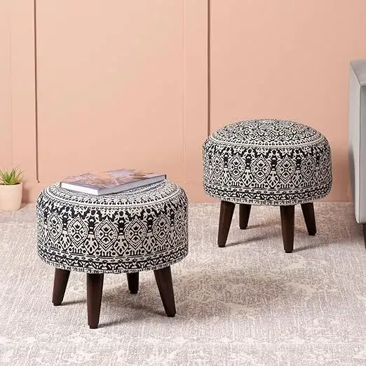 Nestroots Set of 2 Wooden Ottoman Stools on Amazon India