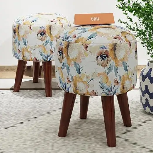 Umi Printed Velvet Ottoman Stools on Amazon India