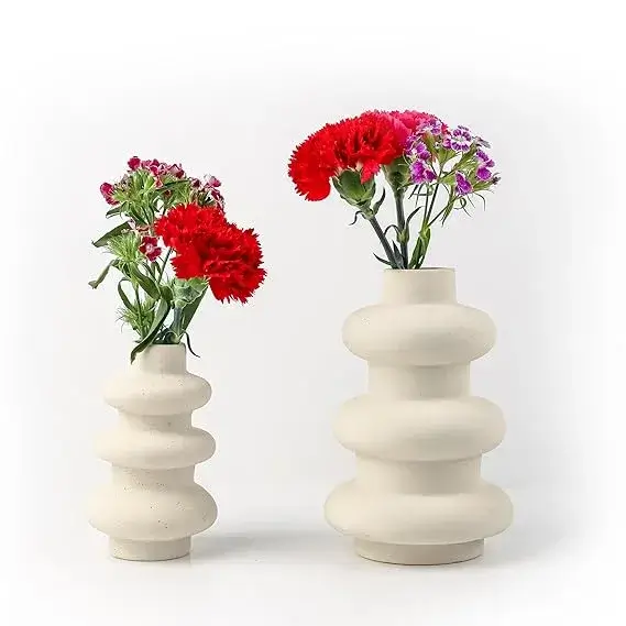 Birch & Co. White Ceramic Wave Vases (Set of 2) on Amazon India