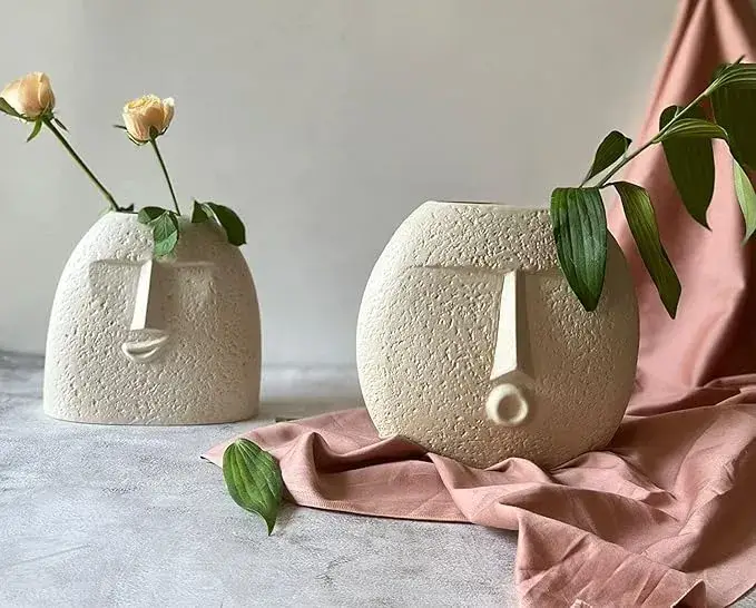 Greennest Ceramic Face Vases (Set of 2) on Amazon India