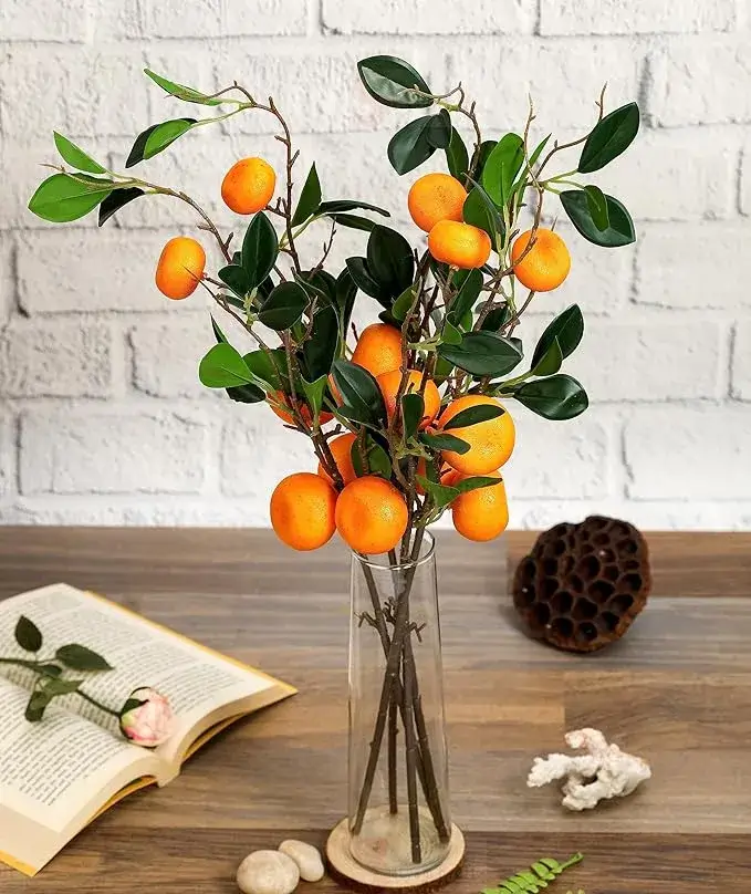 SATYAM KRAFT 3 Pcs Artificial Orange Flower Sticks on Amazon India