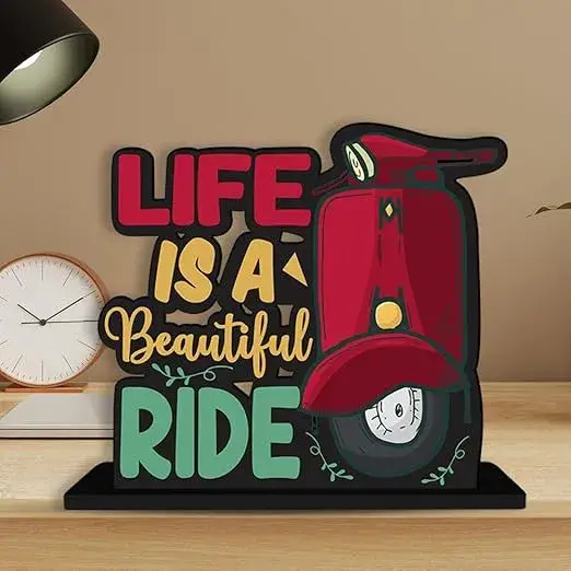 Art Vibes Life Is A Beautiful Ride Wooden Table Decor on Amazon India