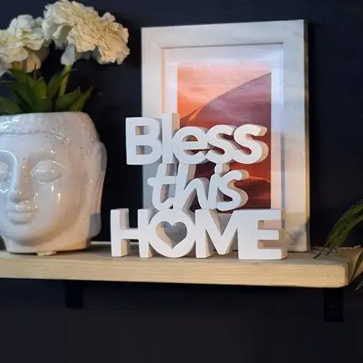 NUKKAD TALES Bless This Home White Motivational Table Decor & Gift