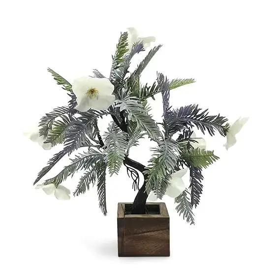 DecoreBugs Artificial Flower Bonsai Tree with Wooden Pot on Amazon India