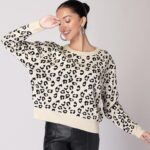 FabAlley Beige & Black Animal Printed Sweater on Myntra