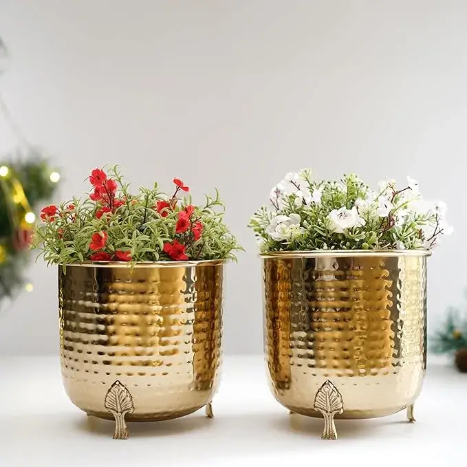 BEHOMA Hammered Gold Metal Planter on Amazon India